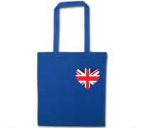 Flox Creative Blue Cotton Tote Bag Union Jack Heart Pocket