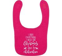 Flox Creative Bright Pink Bib Everything I Need for Christmas Chihuahua