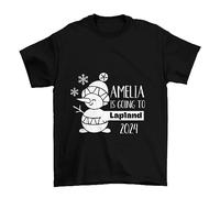 Flox Creative Children's T-Shirt Any Name is Going to Lapland Personalised Black 12-13 Years