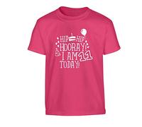 Flox Creative Children's T-Shirt Hooray I am Eleven Today Dark Pink 12-13 Years