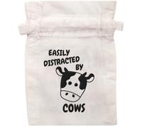 Flox Creative Drawcord Bag Easily Distracted by Cows, XS
