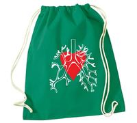 Flox Creative Green Drawstring Bag Lungs and Heart Illustration