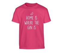 Flox Creative Home is Where The Gin is Children's T-Shirt Ages 3-4 - 12-14 Pink