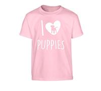 Flox Creative I Love Puppies Children's T-Shirt Ages 3-4 - 12-14 Light Pink