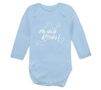 Flox Creative Long Sleeved Baby Vest My Dad Rocks T-Shirt Light Blue Newborn
