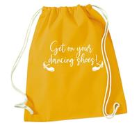 Flox Creative Mustard Drawstring Bag Get on your Dancing Shoes | Cotton