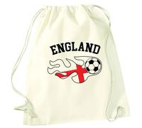 Flox Creative Natural Drawstring Bag Flaming Football England Flag