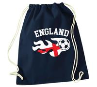 Flox Creative Navy Drawstring Bag Flaming Football England Flag