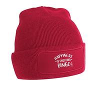 Flox Creative Red Beanie Happiness is Shouting Bingo