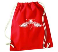Flox Creative Red Drawstring Bag Moth Illustration