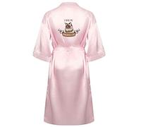 Flox Creative Satin Dressing Gown I Love My Ragdoll Cat Robe Pink Size M/L 12/14