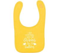 Flox Creative Yellow Bib Everything I Need Christmas Bulldog