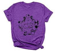 FLOYU Chillin Like a Villain Shirt Women Halloween Villains Shirts Bad Girls Tops Halloween Letters Print Clothes, Grape, M
