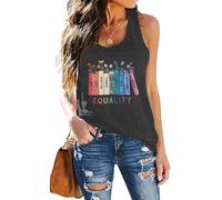 FLOYU Equality Tank Top Women Pride Vest Ally Short Sleeve Shirt, Dark Grey, XXL
