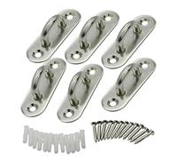 Floyutin 6 pcs Stainless M8 Pad Eye Plate Hooks with Screws and Plastic Expansion Tube, Ceiling Eyes Hanger