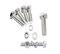 Floyutin M4x20mm Stainless Hex Head Bolts 0.79 in Fully Threaded M4-0.7 Flat Screws with Nut Washers Assortement Kit for Linking Fixed Fastener,30 Sets Metric Size