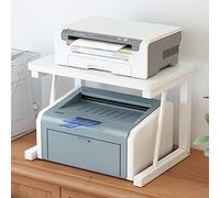 FLOZARI Printer Shelf Desktop Printer Shelves Wooden Storage Rack Office Table Organizer Household Multifunction Storage Rack Printer Riser, 2-Shelf Printer Shelves(B,S size)