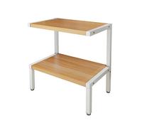 FLOZARI Printer Shelf Household Printer Stand with 2 Tier Steel-wood Structure Storage Shelves, Multi-Purpose Desk Organizer for Fax Machine, Scanner, Files, Books Printer Shelves(A)