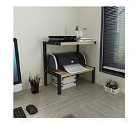 FLOZARI Printer Shelf Household Printer Stand with 2 Tier Steel-wood Structure Storage Shelves, Multi-Purpose Desk Organizer for Fax Machine, Scanner, Files, Books Printer Shelves(C)