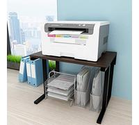 FLOZARI Printer Shelf Printer Stand with 2 Tier Steel-wood Structure Storage Shelves, Multi-Purpose Desk Organizer for Fax Machine, Scanner, Files, Books Printer Shelves(B)