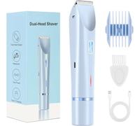 FLOZI Lady Shaver for Women - 2-in-1 Painless Rechargeable Bikini Trimmer & Razor for Women, Cordless Wet & Dry Hair Remover, IPX7 Waterproof Shaver for Legs, Underarms & Intimate Areas (Blue)