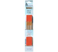 FLR KP DE 20CMX5.00MM - Knitting Pins: Double-Ended: Set of Five: Flair: Hand Coloured: 20cm x 5.00mm - Pony Groves & Thames Silver One Size