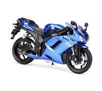 flrian Compatible with Kawasaki Z9000RS Cafe, ZX-10R, KX 450F, 1:12 Motorcycle Classic Model Die-cast Vehicle Replica Collectible Bike Model Gift Static Ornament Simulation Car(ZX-6R blue)