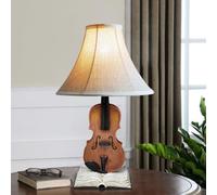 FLRXHK Creative Personality Violin Table lamp Bedroom Modern Simple Girl Room Bedside Table lamp Warm Romantic Table lamp