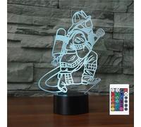 FLRXHK Fire Fighters 3D Illusion Night Light Touch Table Desk Lamp with Remote Control 16 Colors Optical USB LED Night Light for Kids Gift Room Decoration