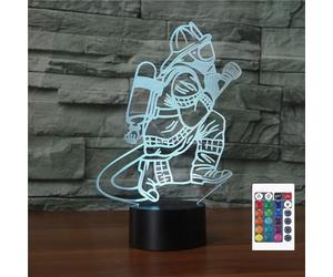 FLRXHK Fire Fighters 3D Illusion Night Light Touch Table Desk Lamp with Remote Control 16 Colors Optical USB LED Night Light for Kids Gift Room Decoration
