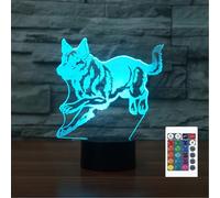 FLRXHK German Shepherd 3D Illusion Night Light Touch Table Desk Lamp with Remote Control 16 Colors Optical USB LED Night Light for Kids Gift Room Decoration