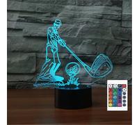 FLRXHK Golf 3D Illusion Night Light Touch Table Desk Lamp with Remote Control 16 Colors Optical USB LED Night Light for Kids Gift Room Decoration