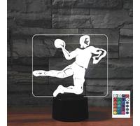 FLRXHK Rugby 3D Illusion Night Light Touch Table Desk Lamp with Remote Control 16 Colors Optical USB LED Night Light for Kids Gift Room Decoration