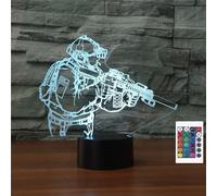 FLRXHK Soldiers 3D Illusion Night Light Touch Table Desk Lamp with Remote Control 16 Colors Optical USB LED Night Light for Kids Gift Room Decoration