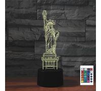 FLRXHK Statue of Liberty in United States 3D Illusion Night Light Touch Table Desk Lamp with Remote Control 16 Colors Optical USB LED Night Light for Kids Gift