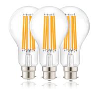 FLSNT A70 B22 Bayonet LED Bulb 18W 3000lm (150W Eq), 2700K Warm White Clear Glass Vintage LED Light Bulb, Edison Bulb Bayonet Filament Look, Decorative Light Bulbs, Non-Dimmable [Energy Class C]