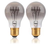 FLSNT Dimmable LED Edison E27 Screw Bulb, A60 Retro LED Spiral Filament E27 Vintage Light Bulbs, 4W (25W Equivalent), 1800K Warm White Decorative Screw in Light Bulb, Smoke Grey Glass, Pack of 2