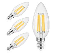 FLSNT E14 LED Light Bulb 60W Equivalent, 5.5W Small Edison Screw E14 Candle Bulbs, C35 LED Filament SES Bulb 2700K Warm White, 810LM, Clear Glass, Non-Dimmable, Pack of 4