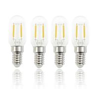 FLSNT LED E14 Fridge Bulb 25W Equivalent, 2W T22 SES E14 Bulb, 230LM 2700K Warm White, Non-Dimmable, Small Edison Screw Bulb for Refrigerator, Cooker Hood, Sewing Machine, Night Light, Pack of 4