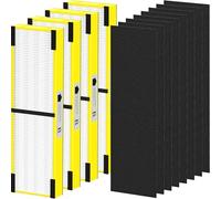 FLT4825 HEPA Filter B Replacement for Germ-Guardian Air Purifier AC4825 AC4300 AC4800 AC4900 AC4850 AP2200, 4 True HEPA Filters and 8 Activated Carbon Pre-filters