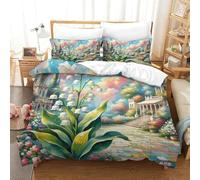 FLTCRZPFB Lily of The Valley Duvet Cover 3 PCS Hotel Quality Quilt Cover Bedding Bed Covers with Pillowcases with Zipper Closure Ultra Soft Anti Allergic Microfiber Double(200x200cm)
