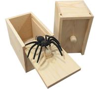Fltengle Original Spider Scare Prank Box 1Pcs,Handmade Fun Joke Scarebox Toy, Hilarious Wooden Scare Box,Practical Toy Prank for Kids Adults