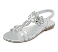 FLtoxu Women's Summer Elegant Flat Sandals, Comfortable Summer Shoes with Rhinestones S131, Silver2, 8 UK