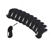FLTRADE Golf Club Iron Head Covers With Plastic Window Display,Neoprene Material Bring For Titleist Taylormade Ping Callaway-pack of 10,Black