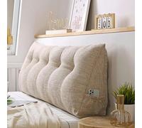 FLTRGO Large Triangular Headboard Pillow Wedge Reading Bed Rest Pillow Linen Cotton Bolster for Daybed Backrest Positioning Support Cushion with Removable Cover