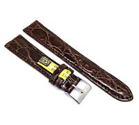 Fluco Genuine Crocodile Alligator Watch Strap 20 mm Dark Brown Shiny German Manufacturer