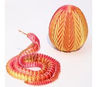 FLUEFOWL 3D Printed Articulated Cobra Dragon Egg, Posable Flexible Crystal Cobra Toy for ADHD/Autism (Gold&Red 24IN)