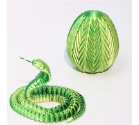 FLUEFOWL 3D Printed Articulated Cobra Dragon Egg, Posable Flexible Crystal Cobra Toy for ADHD/Autism (Green 24IN)