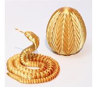 FLUEFOWL 3D Printed Articulated Cobra Dragon Egg, Posable Flexible Crystal Cobra Toy for ADHD/Autism (Gold 24IN)