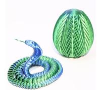 FLUEFOWL 3D Printed Cobra, 24-Inch Cobra Inside Fidget Toy for Adults, 3D Printed Articulated Cobra Dragon Egg, Posable Flexible Crystal Cobra Toy for ADHD/Autism (Blue&Green 24IN)